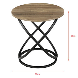 Helloshop26 Table basse de chevet avec pieds métal 61 cm effet bois et noir 03_0004190