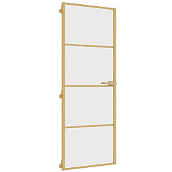 vidaXL Porte intérieure mince doré 76x201,5 cm verre trempé aluminium