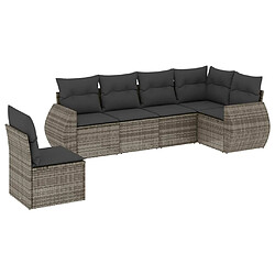 Maison Chic Salon de jardin 6 pcs avec coussins | Ensemble de Table et chaises | Mobilier d'Extérieur gris résine tressée -GKD92570