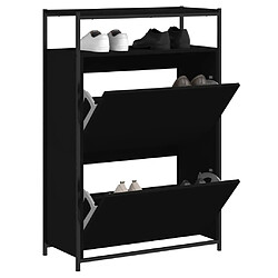 Maison Chic Armoire à chaussures | Meuble de rangement à chaussures Meuble d'Entrée noir 75x34x112 cm bois d'ingénierie -MN13970