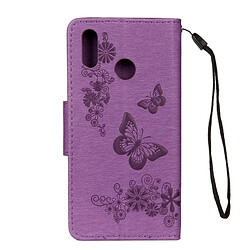 Avis Wewoo Housse Étui Violet pour Huawei P20 Lite Vintage Floral Motif papillon en relief flip horizontal en cuir avec fente carte et titulaire portefeuille lanière