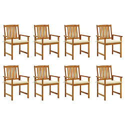 vidaXL Chaises de jardin avec coussins lot de 8 Bois d'acacia solide