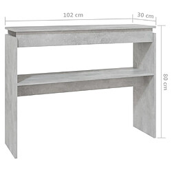 vidaXL Table console gris béton 102x30x80 cm bois d'ingénierie pas cher