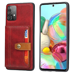 Coque en TPU + PU anti-rayures avec béquille et porte-cartes rouge pour votre Samsung Galaxy A53 5G