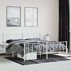 Acheter Maison Chic Lit adulte - Lit simple Cadre de lit métal avec tête de lit/pied de lit,Structure du lit Contemporain pour chambre blanc 180x200cm -MN76548