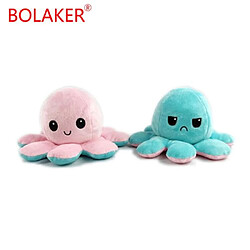 RedMiter Peluche douce pieuvre réversible rose et bleu clair BOLAKER®