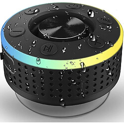 Chrono Haut-parleur Bluetooth, boîte à musique portable Bluetooth box, protection contre l'eau IP7 Haut-parleur Bluetooth avec haut-parleurs de basses, haut-parleur sans fil avec lumière LED, fonction mains libres pour téléphone portable, radio FM(Noir)