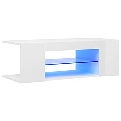 Maison Chic Meubles TV avec lumières LED - Banc TV pour salon blanc brillant 90x39x30 cm -MN15662