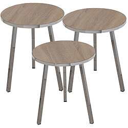 Jeu de 3 tables Alexandra House Living Marron Doré Bois