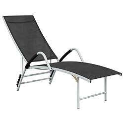 vidaXL Chaise longue Textilène et aluminium Noir