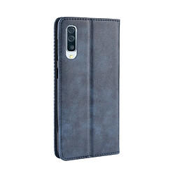 Avis Wewoo Housse Coque Étui en cuir à boucle magnétique avec texture rétro et pour Galaxy A50, support emplacements pour cartes porte-monnaie (bleu)