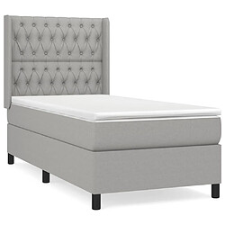 Maison Chic Lit Adulte - Lit simple Lit à sommier tapissier avec matelas moelleux - Meuble de Chambre - Gris clair 90x200 cm Tissu -MN37888