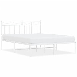 Maison Chic Lit adulte 140x200cm- Cadre de lit métal avec tête de lit pour chambre blanc -MN25465