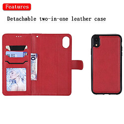 Wewoo Housse Coque Pour iPhone XR Étui de protection à rabat horizontal de couleur unie avec support et fentes cartes et portefeuille et cadre photo et lanière rouge pas cher