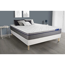 ACTISOM Ensemble matelas Ressorts ensachés+Mémoire de forme ACTIFLEX ZEN 140x190 Maxi épaisseur 7zones de confort + sommier KIT blanc