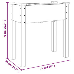 vidaXL Jardinière avec doublure 71x37x76 cm bois massif de sapin pas cher