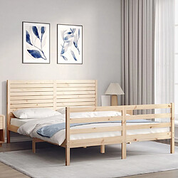 Avis Maison Chic Cadre/structure de lit avec tête de lit pour adulte - Lit Moderne Chambre 160x200 cm bois massif -MN78792