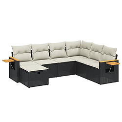 Maison Chic Ensemble Tables et chaises d'extérieur 7pcs avec coussins,Salon de jardin noir résine tressée -GKD919945