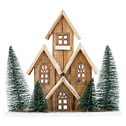 Ecd Germany Maison de Noël LED décoration d'hiver en bois lumière blanc chaud sans piles