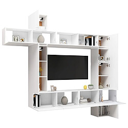 Avis Maison Chic Ensemble de meubles TV 9 pcs | Banc TV Moderne pour salon | Meuble de Rangement - Blanc Aggloméré -MN48174