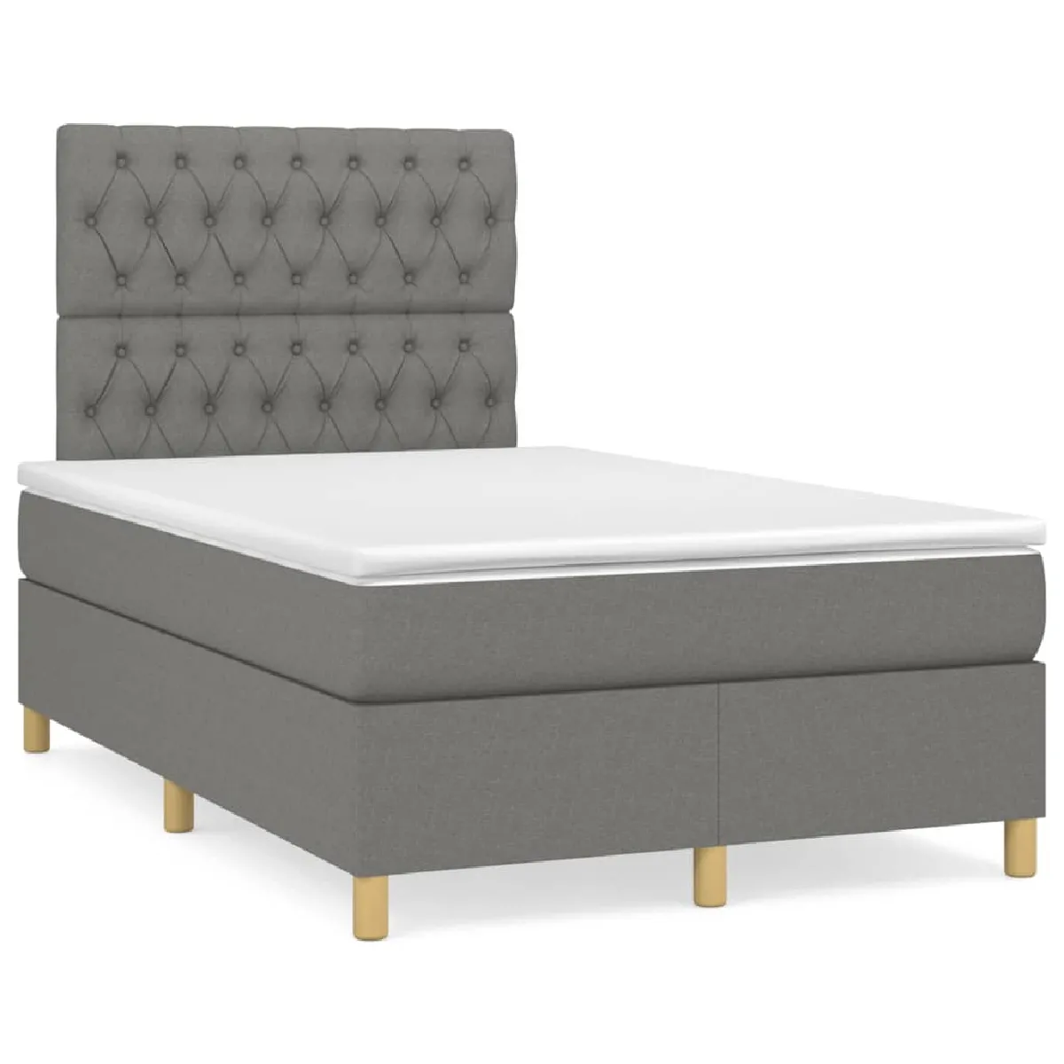 vidaXL Sommier à lattes de lit avec matelas Gris foncé 120x200cm Tissu