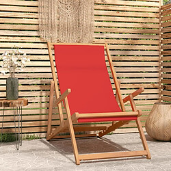 Maison Chic Chaise/Fateuill de plage pliable Bois de teck solide Rouge -GKD30053