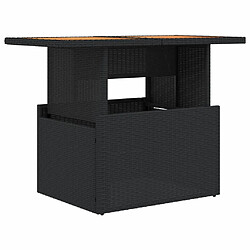 vidaXL Table de jardin noir 100x55x73 cm résine tressée et bois acacia