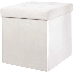 The Home Deco Factory Pouf coffre pliable en suédine assise capitonnée Beige.