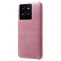 Coque en TPU + PU texture des veaux, anti-chutte pour votre Vivo iQOO 10 Pro 5G - or rose