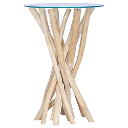 Avis vidaXL Table basse avec dessus en verre 35x35x50cm Bois de teck massif