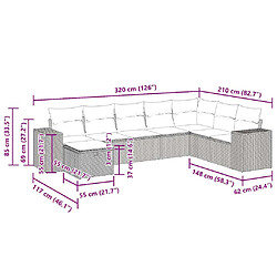 Acheter vidaXL Salon de jardin 8 pcs avec coussins gris résine tressée