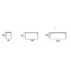 Inside 75 Table repas extensible GEO 8 couverts 140/210x90cm pieds bois plateau chêne