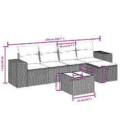 Avis Maison Chic Ensemble Tables et chaises d'extérieur 6pcs avec coussins,Salon de jardin noir résine tressée -GKD803110