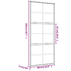 vidaXL Porte coulissante doré 90x205 cm verre ESG dépoli et aluminium pas cher