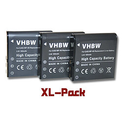 3x vhbw Li-Ion batterie 950mAh (3.6V) adaptée pour caméra Casio Exilim EX-FC100WE, EX-FC150, EX-FC150BK, EX-FC150RD comme NP-40.