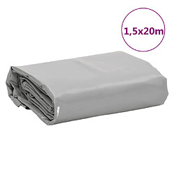 vidaXL Bâche gris 1,5x20 m 650 g/m² pas cher