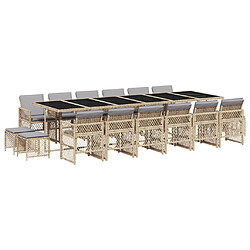 vidaXL Ensemble à manger de jardin et coussins 17 pcs beige