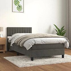 vidaXL Sommier à lattes de lit et matelas Gris foncé 90x190 cm Velours