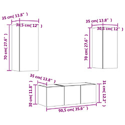 vidaXL Unités murales TV avec LED 4 pcs noir bois d'ingénierie pas cher