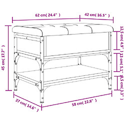 vidaXL Banc à chaussures chêne sonoma 62x42x45 cm bois d'ingénierie pas cher