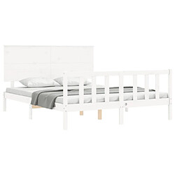 Acheter Maison Chic Lit adulte - Cadre Structure de lit avec tête de lit Contemporain blanc King Size bois massif -MN20100