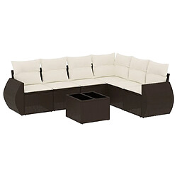 vidaXL Salon de jardin avec coussins 7 pcs marron résine tressée