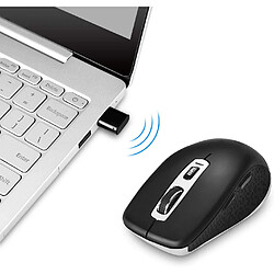 Souris d'ordinateur sans fil USB Type C 2.4G avec récepteur de type C compatible avec tous les appareils de type C Noir