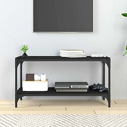 Avis Maison Chic Meuble TV scandinave - Banc TV pour salon Noir 80x33x41 cm Bois d'ingénierie et acier -MN28901