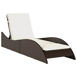 vidaXL Chaise longue avec coussin marron 60x205x73 cm résine tressée