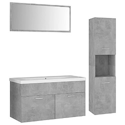 vidaXL Ensemble de meubles de salle de bain Gris béton Aggloméré