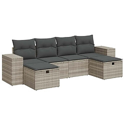 vidaXL Salon de jardin 6 pcs avec coussins gris clair résine tressée