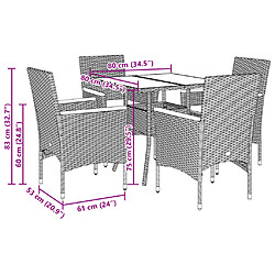 vidaXL Ensemble à manger de jardin et coussins 5 pcs gris rotin acacia pas cher