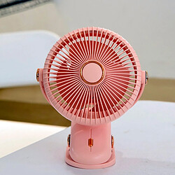 (Rose) Mini Ventilateur de Bureau à Pince Usb Rechargeable Dortoir Portable Necessity