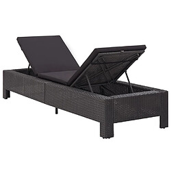 Helloshop26 Transat chaise longue bain de soleil bain de soleil avec coussin résine tressée noir 02_0012198 pas cher